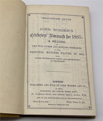 1885 Wisden Rebind - Perfect for Strategy1 Collectors.