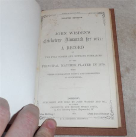 1871 Wisden : Rebound without Covers - 25% OFF!