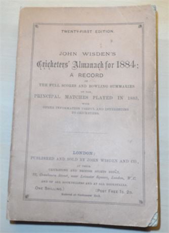 1884 Original Paperback Wisden. No Restoration.