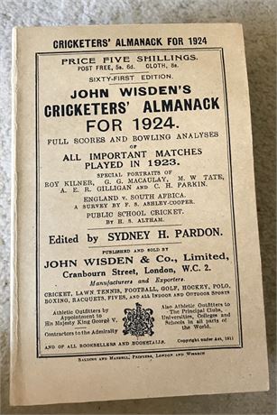 1924 Paperback Wisden with facsimile spine and covers