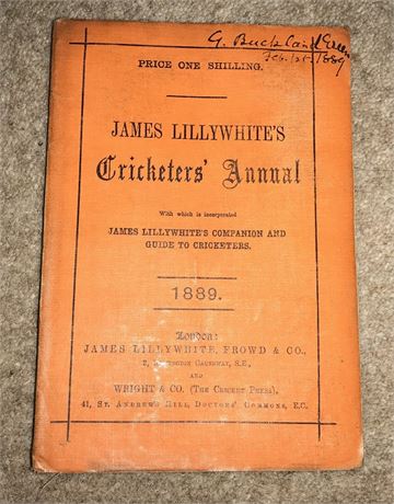 Lillywhite Annual for 1889 - Very Good!