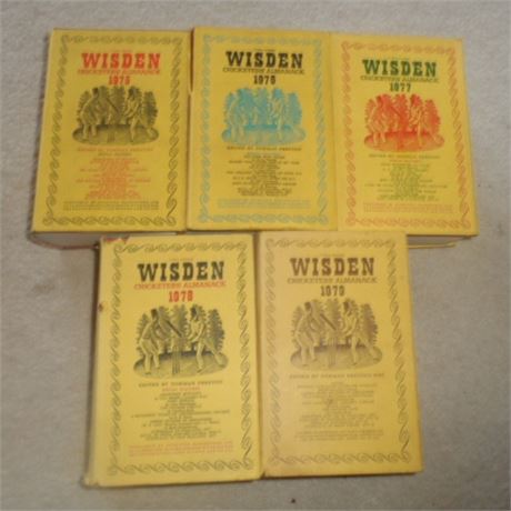 1975 - 1979 Wisdens, HBs & DJs (Set of 5)-Free P&P- 5/10s