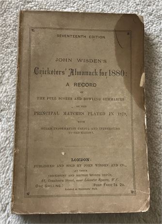 1880 Original Paperback Wisden with Facsimile Spine.