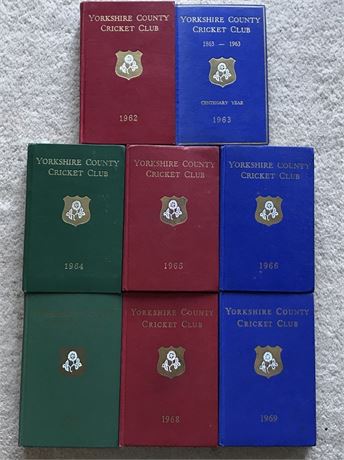 Yorkshire CC Handbooks, 1962 to 1969 - Set of 8
