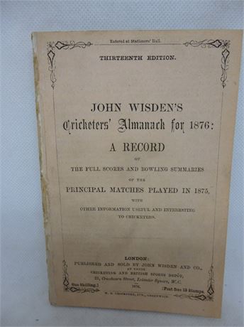 1876 WISDEN ORIGINAL WRAPPERS FINE CONDITION