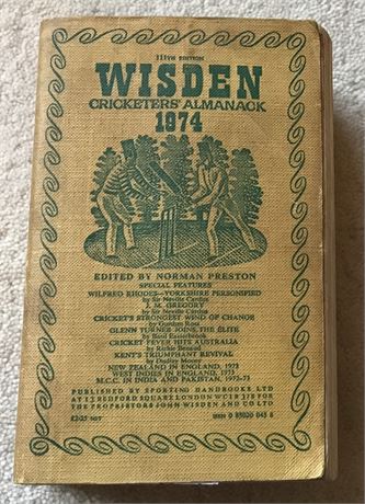 1974 Linen Cloth Wisden (Softback), Reference Only