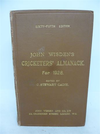 1928 Publisher's  Hardback  Wisden in  VERY GOOD   condition