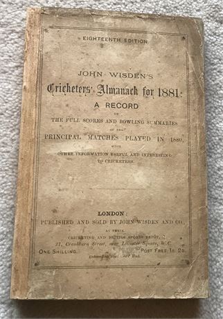1881 Original Paperback Wisden with Facsimile Spine