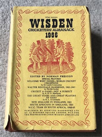 1966 Original Hardback Wisden with Dust Jacket - Poor