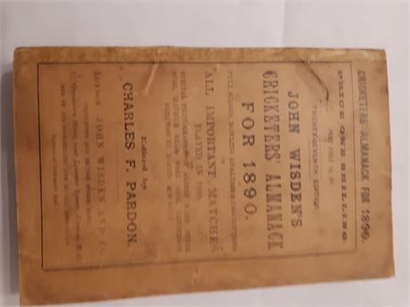 Wisden 1890 paperback with facs spine