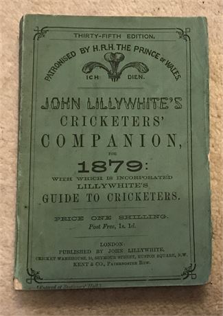 Lillywhite Companion for 1879 - Original Paperback - VG