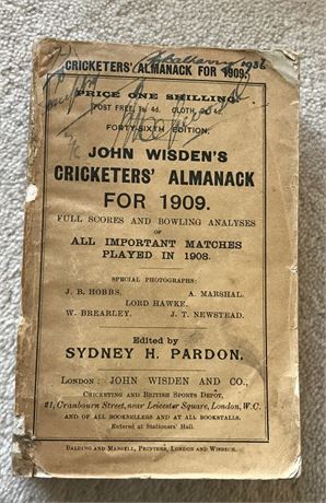 1909 Original Paperback Wisden with Facsimile Spine.