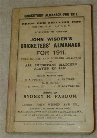 1911 Original Paperback Wisden with Facsimile Spine.