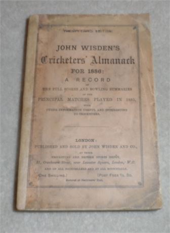1886 Original Paperback Wisden with Facs Spine & Rear Cover