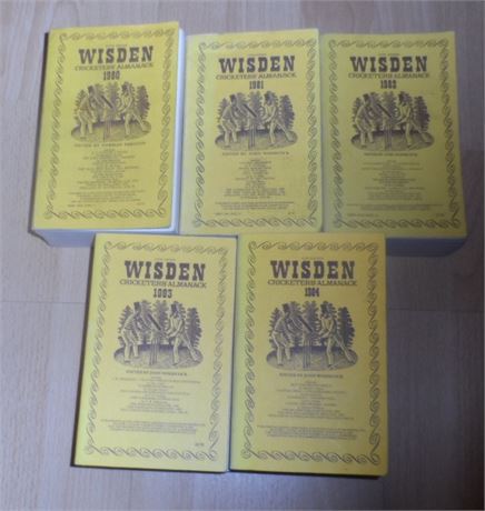 1980 - 1984 Wisdens, Linens (Set of 5) - Free P&P - 6/10s