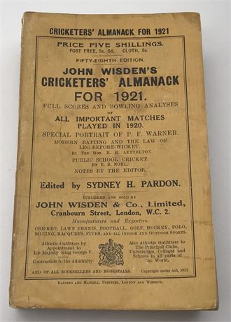 1921 Original Paperback Wisden.