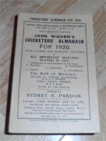 1920 Paperback Wisden with facsimile spine and covers +16 pg
