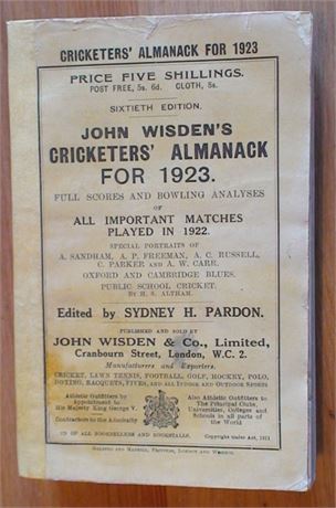 1923 Paperback Wisden with facsimile Spine.