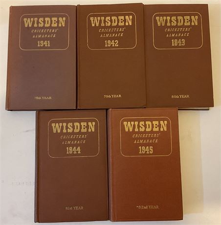 1941 to 1945 Hardback Wisden Set - Superb Condition. (5)