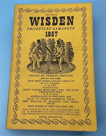 1957 Linen Cloth Wisden VG Cond. - (Lakers 10-fors Wisden)