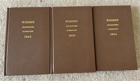 1942 1943 & 1944 Wisden Rebinds & Covers. Very Nice