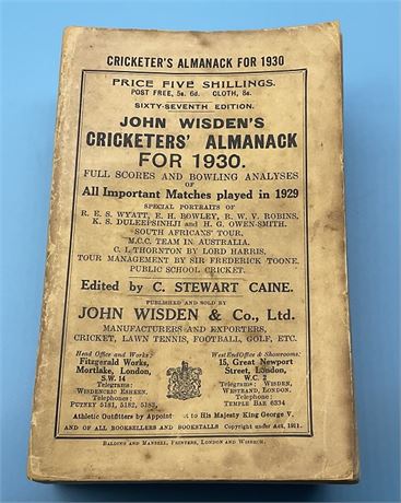 1930 Original Paperback Wisden.