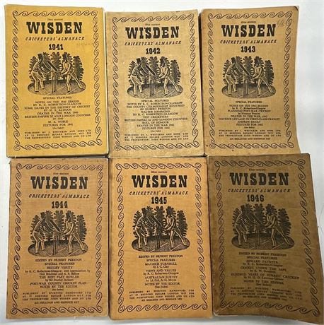 1941 - 1946 Wisdens, Linen Set (Set of 6) - 7/10s
