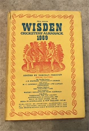1969 Original Hardback Wisden with Dust Jacket - Ex Lib