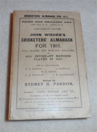 1911 Original Paperback Wisden with Facs Spine
