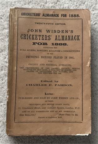 1888 Original Paperback Wisden. Clear Tape to Spine.