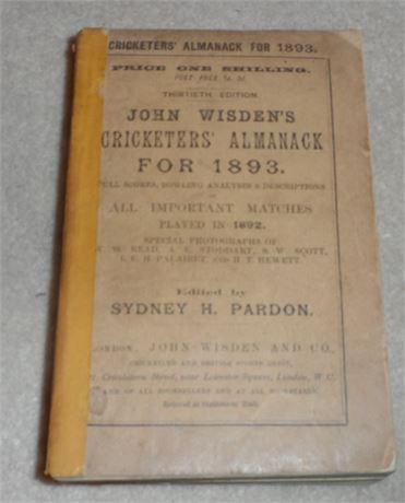 1893 Original Paperback Wisden with Facsimile Spine