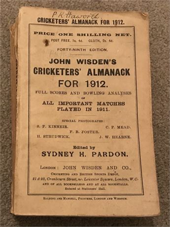 1912 Original Paperback Wisden