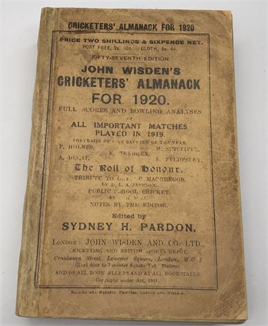 1920 Paperback Wisden with facsimile Spine.