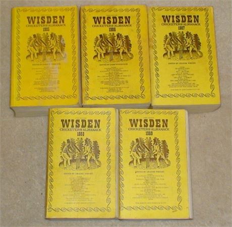 1985 - 1989 Wisdens, Linen Set (Set of 5)-Free P&P-Reference