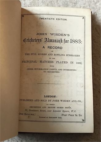 1883 Wisden Rebind - Perfect for Strategy1 Collectors.