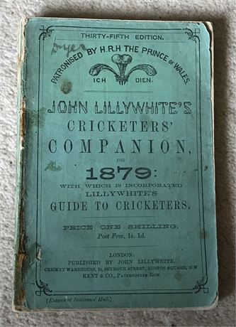 Lillywhite Companion for 1879 - Original Paperback