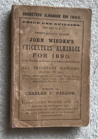 1890 Original Paperback Wisden with Facs Spine,