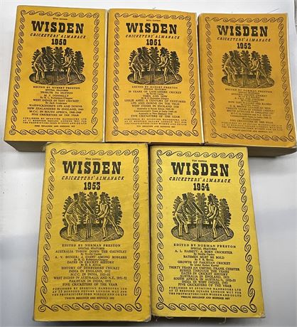 1950 - 1954 Softback Wisdens, 7/10s, Free Postage