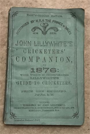 Lillywhite Companion for 1876 - Original Paperback