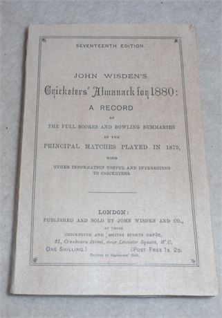 1880 Wisden Cricketers Almanack - Paperback with Facs Parts.