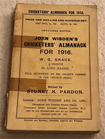 1916 Wisden - Original Paperback - Rare
