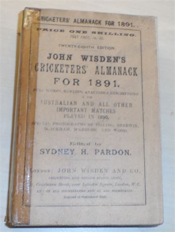 1891 Original Paperback Wisden. Poor.
