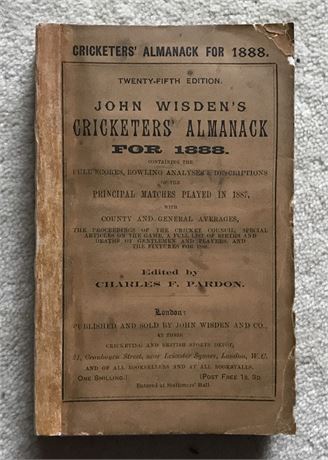 1888 Original Paperback Wisden with Facsimile Spine