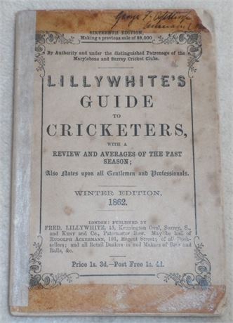 Guide : Lillywhite Guide for 1862,16th Edition (Smith 16/24)