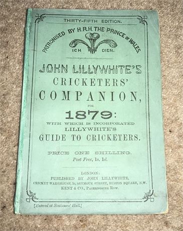 Lillywhite Companion for 1879 - Original PB -Facs Rear Cover
