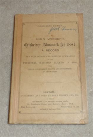1881 Original Paperback Wisden with Facsimile Spine