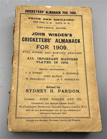 1909 Original Paperback Wisden