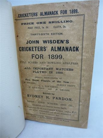 1899 Wisden Rebound WITH Wrappers.VERY GOOD PLUS