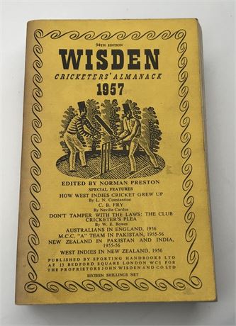 1957 Linen Cloth Wisden (Softback) - (Lakers 10-fors Wisden)
