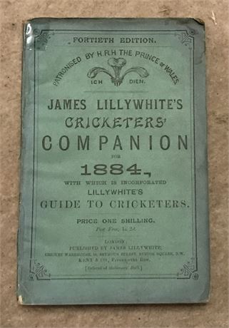 Lillywhite Companion for 1884 - Original Paperback - VG